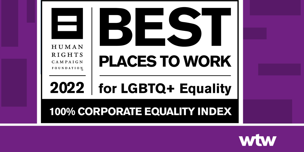 WTWcorporate's tweet photo. We’re so proud to have been recognized in HRC Foundation’s Corporate Equality Index as one of the Best Places To Work For LGBT+ Equality! This recognition reaffirms our commitment to LGBT+ inclusion and equality 

https://t.co/m79szFysWe

#CEI2022 #WTWLife #OneWTW #BeYouAtWTW https://t.co/ef4NpsWWIQ