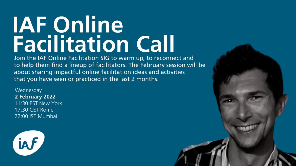 IAFacilitators's tweet photo. Join the IAF Online Facilitation Special Interest Group (SIG)! The February session will be about sharing impactful online facilitation ideas and activities that you have seen or practiced in the last 2 months. Register now: https://t.co/Y2AZWw2W09 https://t.co/HRdioSqEPG