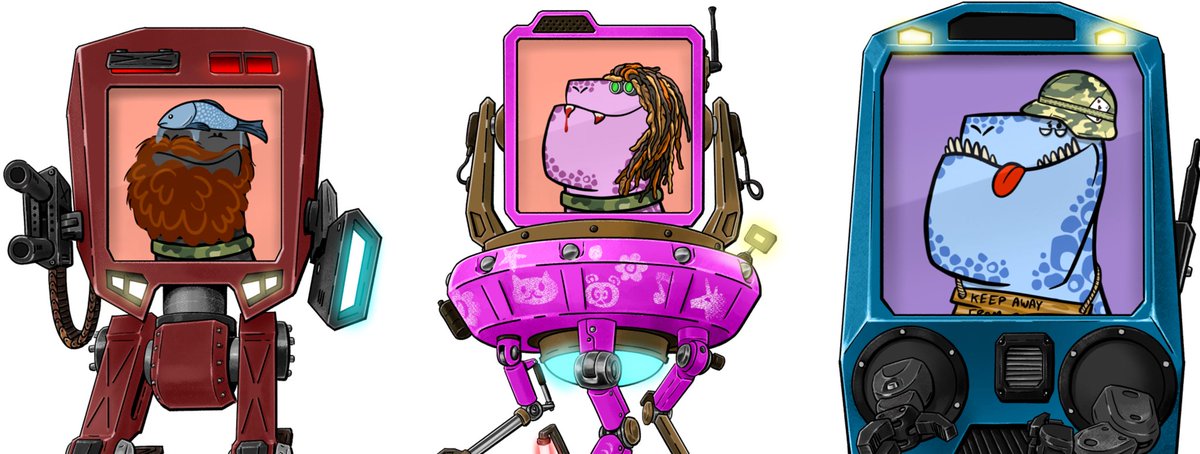DinodawgKingdom's tweet photo. Hey @TheInfungibles - I’m not gonna lie, our dinos look great in your mechs! The perfect partnership #infungibles #dinodawgkingdom @DinodawgKingdom https://t.co/CHtmlR8tfH