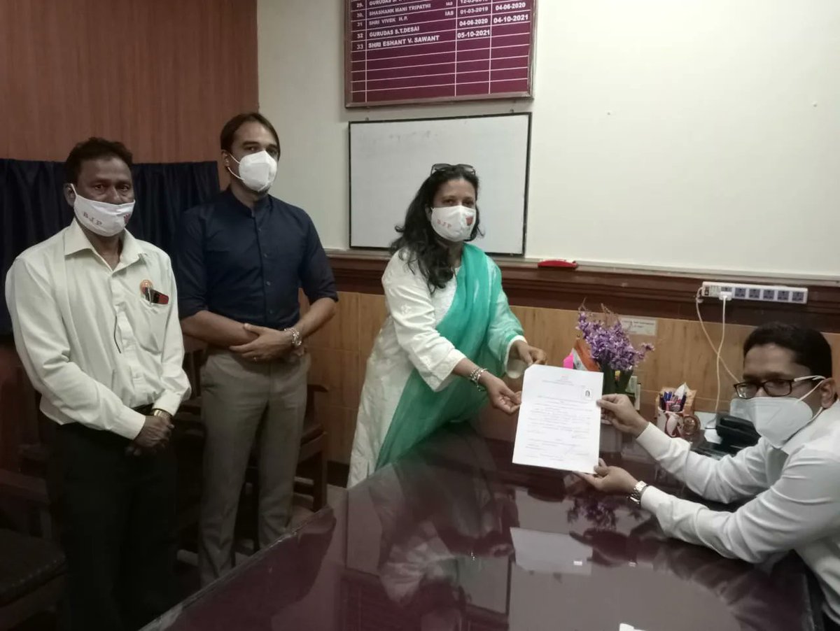SmtJMOfficial's tweet photo. Filed my nomination today for the #GoaLegislativeAssemblyElections from the #Taleigao constituency as BJP candidate. (1/2) https://t.co/CA7uW92Ows