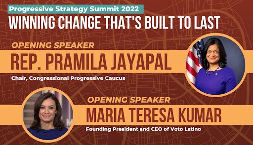 votolatino's tweet image. Today’s the day for the #ProgressiveStrategySummit! Voto Latino President @MariaTeresa will be delivering opening remarks along with Democratic Progressive Caucus Chair @RepJayapal. 

Tune in at 1pm ET/10pm PT  progressivestrategysummit.org