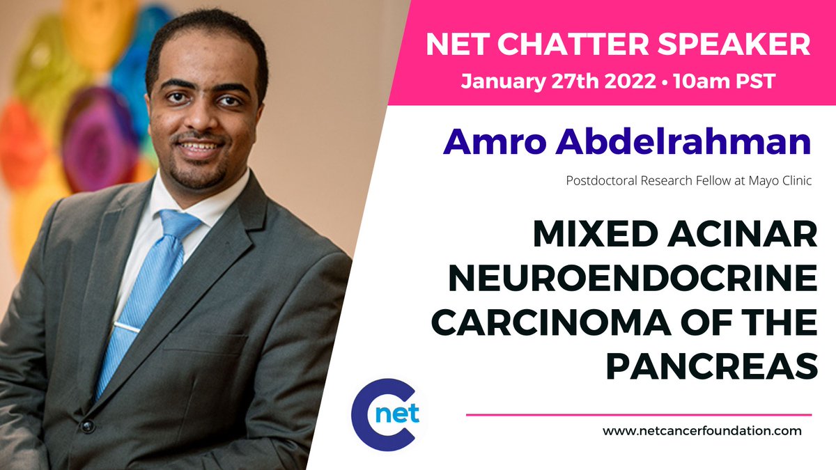 3amrogram's tweet photo. Have you ever heard about mixed acinar neuroendocrine carcinoma of the pancreas (MANEC-P)? Join us today in the #Netchatter at noon, 12 pm CST with the @netcancerfound @MayoCancerCare @MayoClinic #neuroendocrine_tumor #neuroendocrine_cancer #cancer https://t.co/ow4wtcXsFW