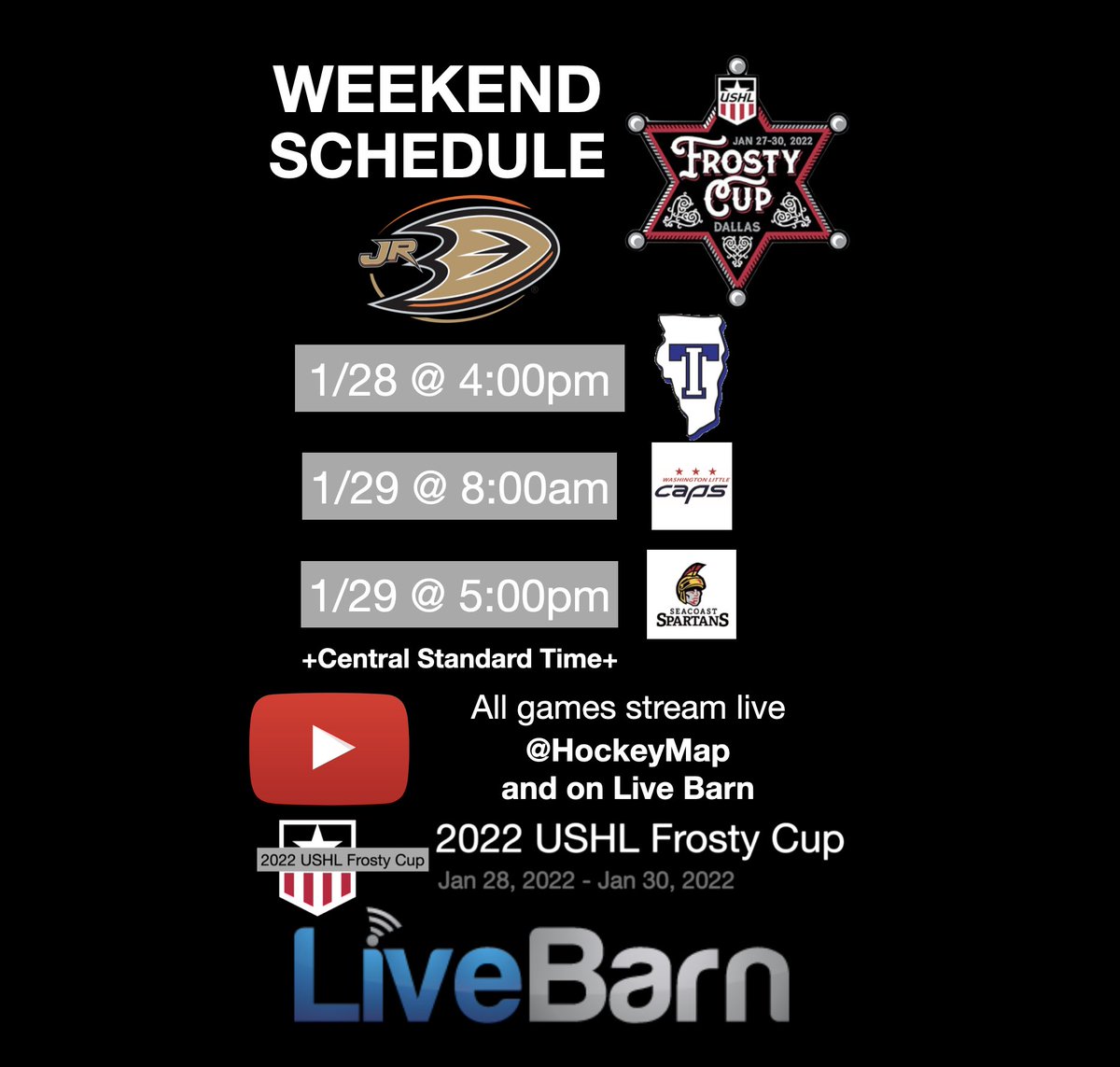 WEEKEND SCHEDULE. Starts Friday. <a href="/JrDucks15AAA/">Jr Ducks 15O AAA</a>