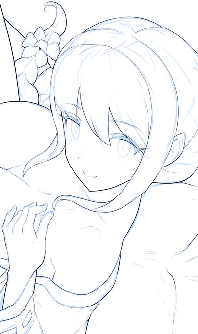 塗りを非表示にすると線のメリハリがほどよく分かりやすく。この後は下塗りを整えるところまでやろうかと。 