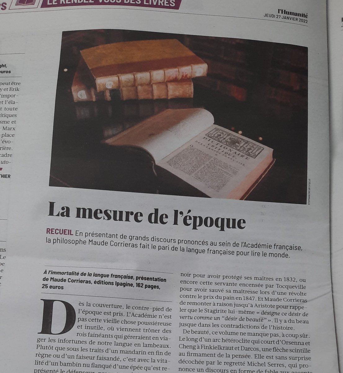 Ipagine's tweet photo. Merci au philosophe Stéphane Floccari pour ce bel article paru dans L'Humanité ce jour, au sujet de notre livre "À l'immortalité de la langue française" !

https://t.co/2VJzM9Cm2A https://t.co/qTTQXcLLRy