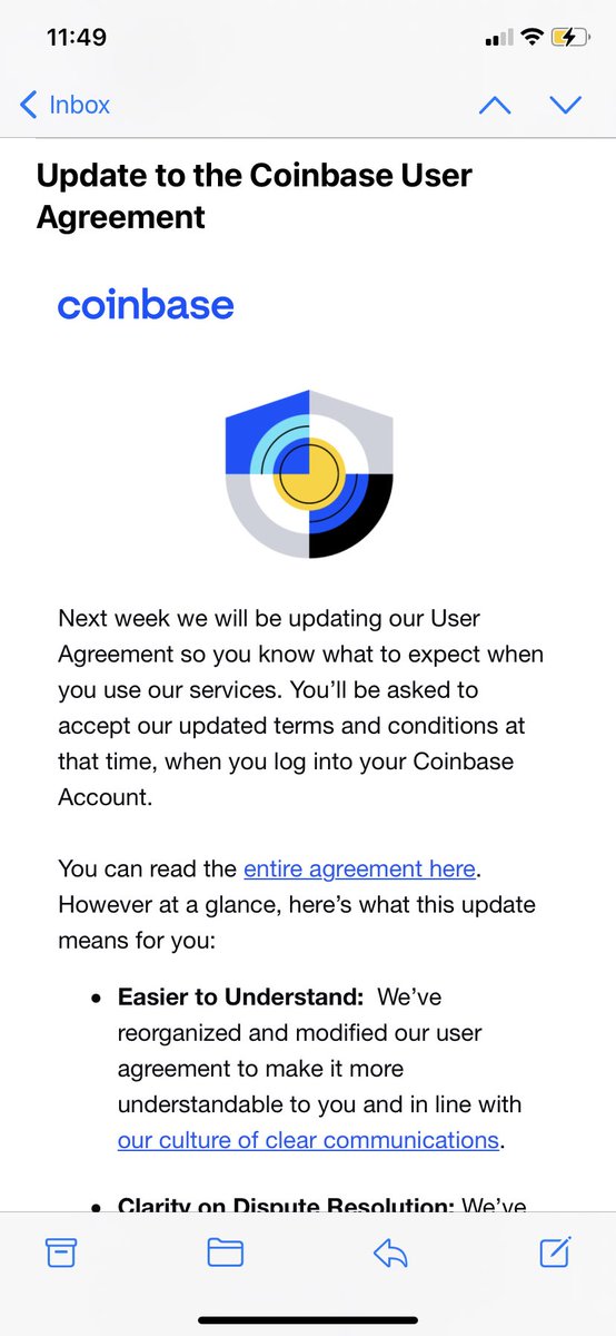 Summary of <a href="/coinbase/">Coinbase 🛡️</a>  update to User Agreement…We are going to fuck you and pretend like we don’t know what you are talking about. Tell you we will distribute your airdrop and then “What’s an airdrop🤔🤔🤔, let me see if I can reach out and find anyone that knows about this”