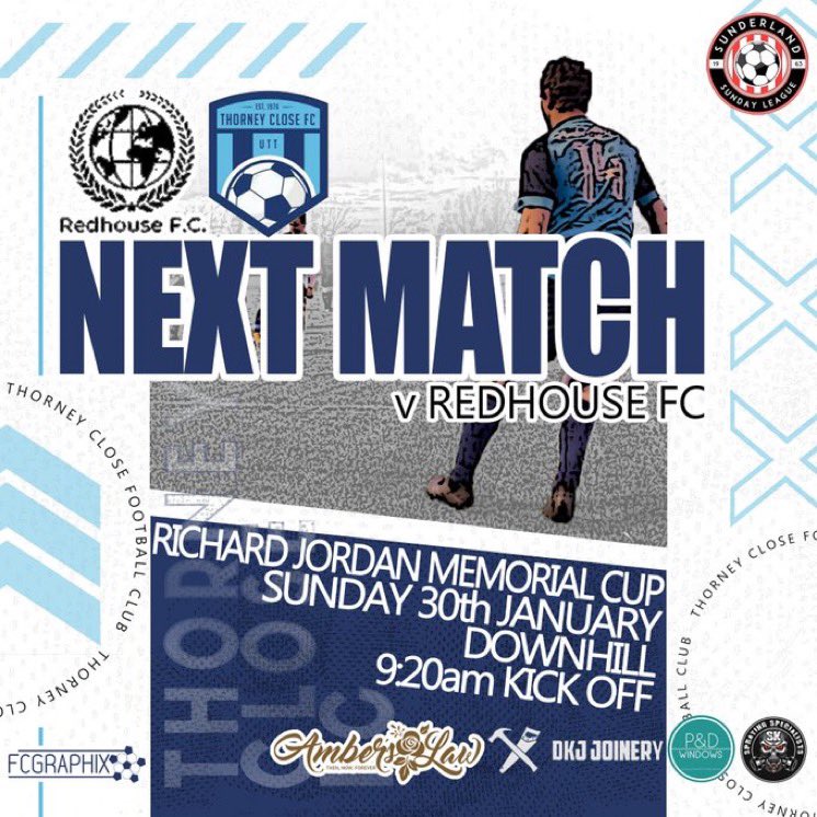 𝐑𝐢𝐜𝐡𝐚𝐫𝐝 𝐉𝐨𝐫𝐝𝐚𝐧 𝐌𝐞𝐦𝐨𝐫𝐢𝐚𝐥 𝐂𝐮𝐩

𝙉𝙚𝙭𝙩 𝙐𝙥: <a href="/FcRedhouse/">REDHOUSE FC</a> 

📆 Sunday 30th January 
🏆 <a href="/SunderlandSL/">SunderlandSunLeague</a> 
🏟 Downhill Hub | SR5 4BB 
⏰ 09:20

#UTT