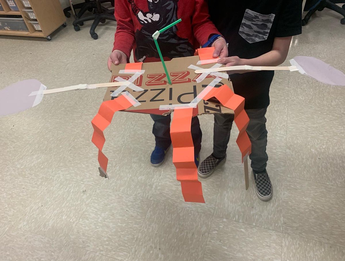 GinaKwid's tweet photo. Making a @nasa #insight Mars Lander out of cardboard! #galileostemacademy #wearewestada #stem #elementaryengineering https://t.co/dFJ8V2G8up