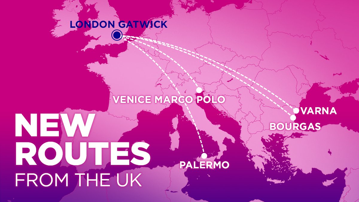 There's even more destinations available from Gatwick this summer on @wizzair; including Venice, Palermo, Varna and Bourgas ✈

#positivemobility 