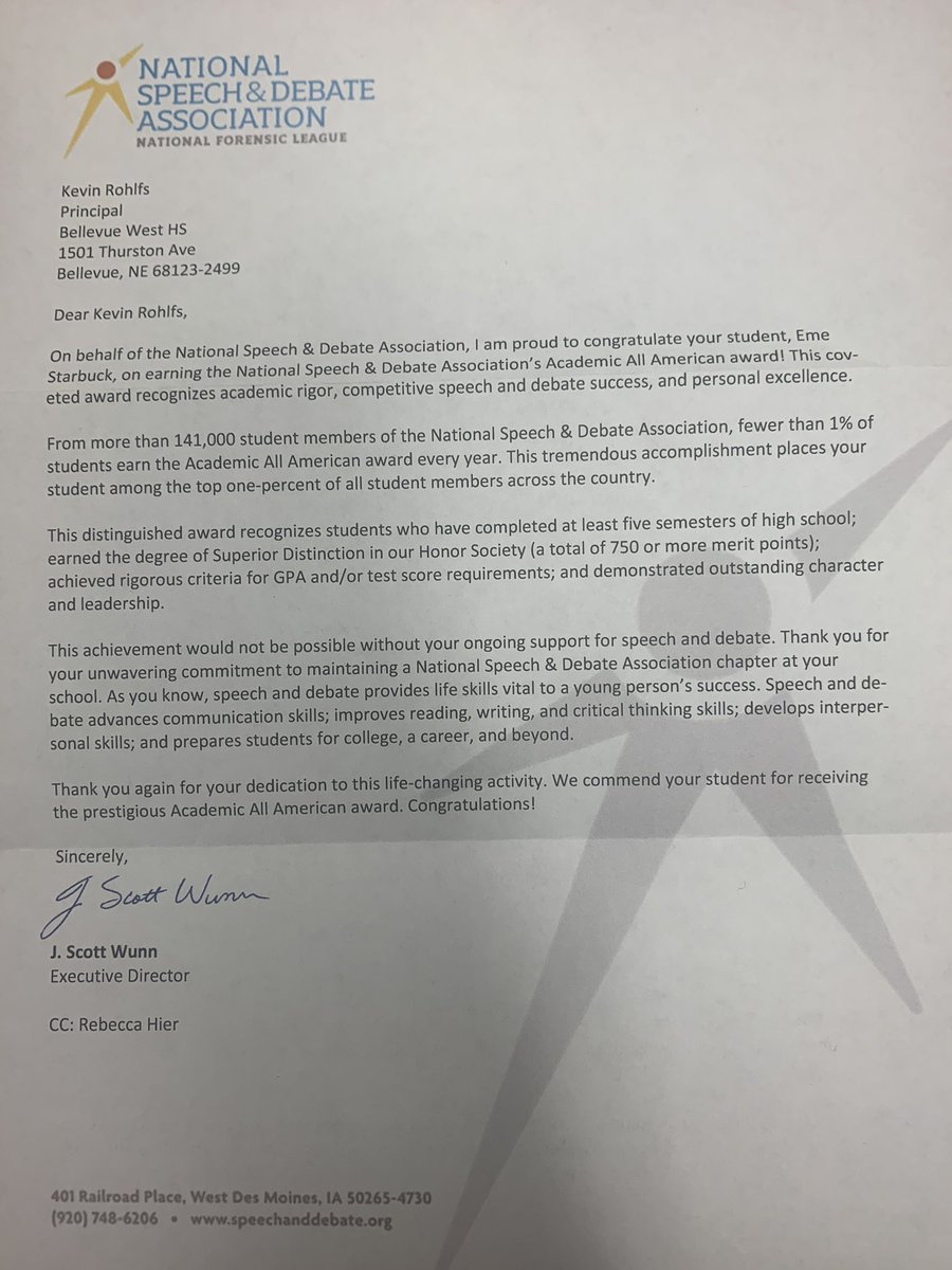 Congrats, Eme Starbuck, the T-bird’s latest NSDA Academic All-American! What a great accomplishment!
#gotbirds