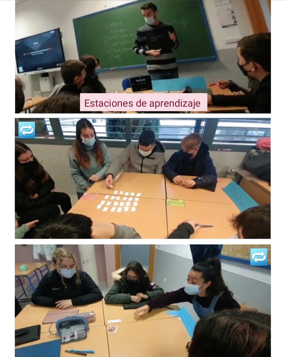Estaciones 1️⃣, 2️⃣ y 3️⃣, diez minutos en cada una y... rotamos!🔁 Éxito de esta metodología activa gracias a la colaboración <a href="/_paulacabg/">Paula Cabrera</a> y <a href="/yoyasanchezz/">Yoya.</a>
Seguimos aprendiendo en <a href="/proyectocartama/">IES Cartima</a> 🇬🇧