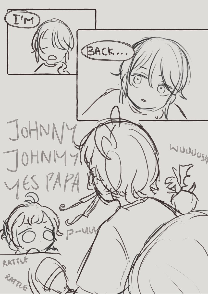 Quick doodle of something inspired by my baby sis LOL

Age AU again ('・ω・`)

Luca usually laughs really easily but today he's unmoved and Andrew who is shocked at this tries to make him laugh HAHA 