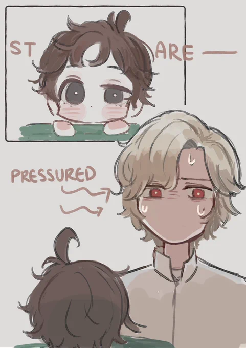 Quick doodle of something inspired by my baby sis LOL

Age AU again ('・ω・`)

Luca usually laughs really easily but today he's unmoved and Andrew who is shocked at this tries to make him laugh HAHA 