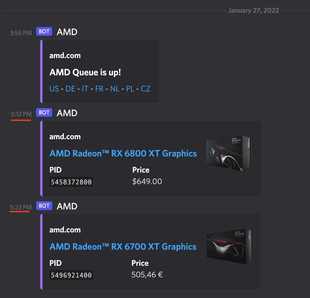 Members scooped some AMD GPUs today when there's no queue on restocks 🤓