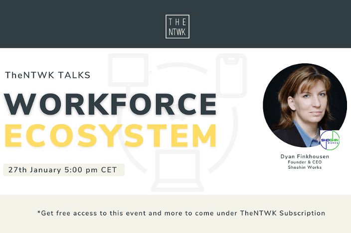 ntwk_platforms's tweet photo. Our nextย #TheNTWKTalkย is here! TODAY @marina_planas , co-founder of #TheNTWK will talk with @DyanFinkhousen about #WorkforceEcosystem ๐
๐. 5:00 PM โ 6:00 PM GMT+1
๐ Online event
โ๐ฝ Register at:ย https://t.co/QwWsTQyALl
Become a #NTWKer ! ๐. https://t.co/zaWETKMIJh