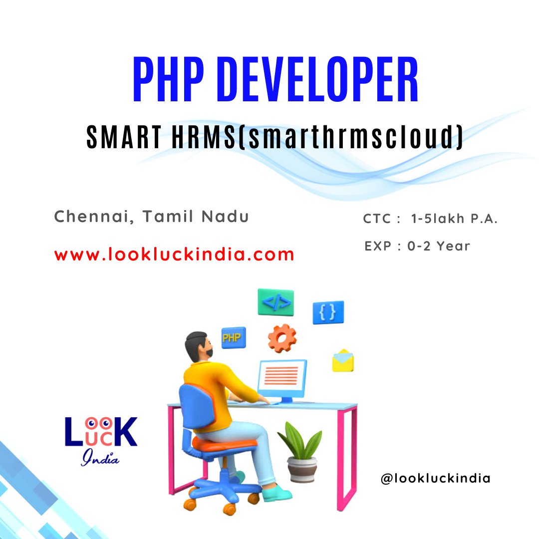 lookluckindia's tweet photo. PHP Developer
For more information visit our website 

👉 https://t.co/YqmP2qC1hK

App link in bio 🔗

#phpdeveloper #lookluckindia #jobsearch #chennaijobs #JobSeekersSA https://t.co/CZdntpknLW