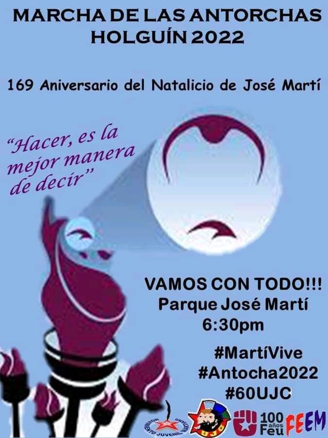 IzquierdaUnid15's tweet photo. Los jóvenes holguineros de la #IzquierdaUnida listos para  marchar en este día y demostrar que #MartíVive. #Antorcha2022 https://t.co/AeBBnEJHNc