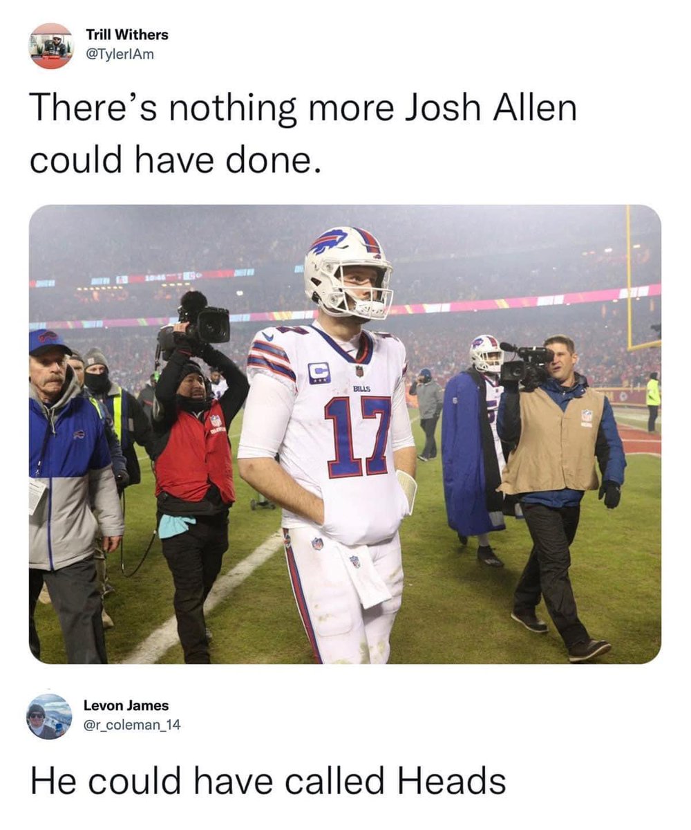 Redwolves_HTTR's tweet photo. Come on @JoshAllenQB its your fault for the L. Smh https://t.co/wCxNsnybJa