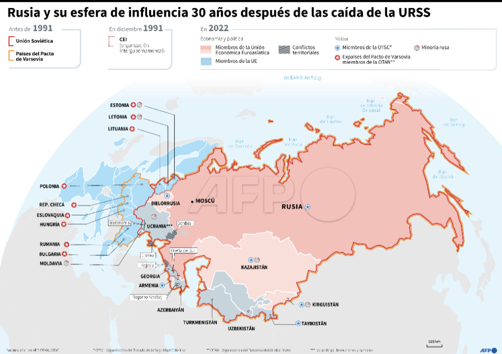 Infografía Mapa con la evolución de la influencia rusa tras la caída de ...