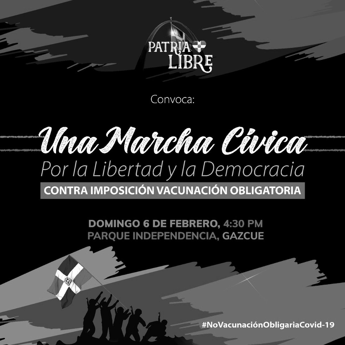 YANSEGURAM's tweet photo. LOS INVITO: a utilizar los HT #RDProtesta6Feb conjuntamente con #DictaduraSanitariaRD en cada mensaje contra la imposición de la 3ra Dosis de vacunación, imposición que tendrá lugar mediante la resolución 00069; estamos trabajando en que el @TribunalConstRD de respuesta legal. https://t.co/beh7Qw4Q0g