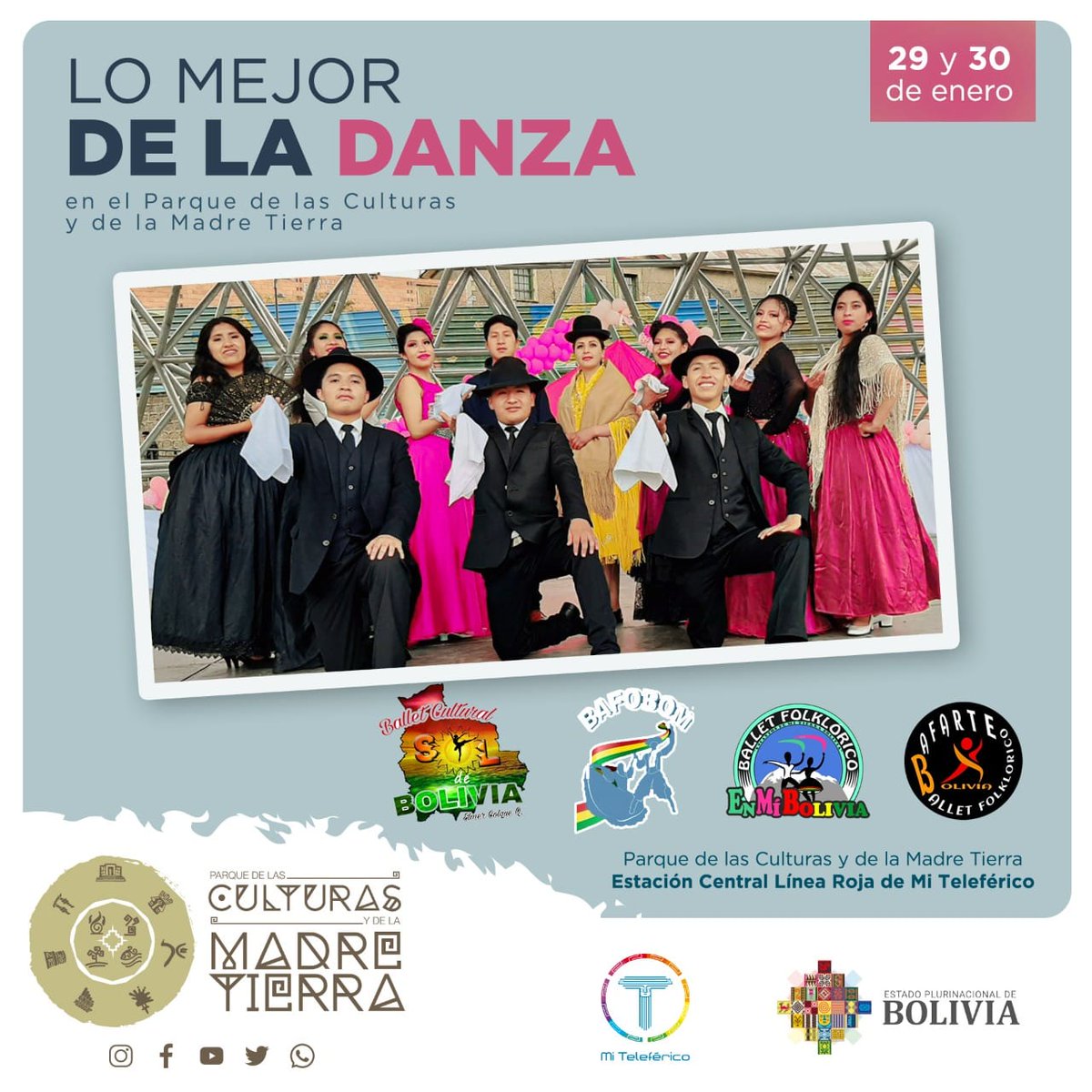 ParqueCulturas's tweet photo. Prepárate para visitarnos este fin de semana 29 y 30 de enero en tu Parque de las Culturas y de la Madre Tierra, tendrás magníficos elencos de danza y estupendos narradores que te harán vivir sus relatos.
#revivenuestracultura
#ParquedelasCulturasydelaMadreTierra 
#MiTeleférico https://t.co/MoRruI8oi2