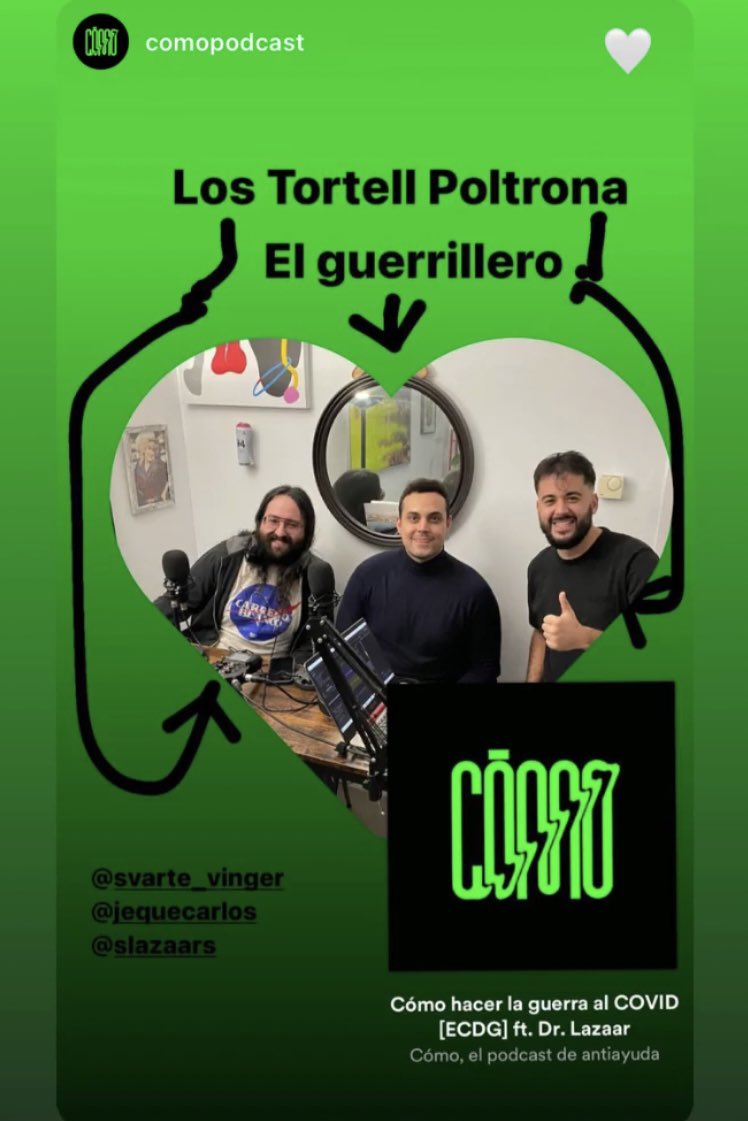 Aquí os dejo el episodio del Podcast que a tu abuela le gustaría que escucharas. Un verdadero placer haber charlado un ratico con estos dos cracks sobre vacunación, estrategias de comunicación, paradigmas científicos y gulags.
<a href="/como_podcast/">Cómo Podcast | Geopolítica, cultura y guasa</a> 

open.spotify.com/episode/3TGDdD…