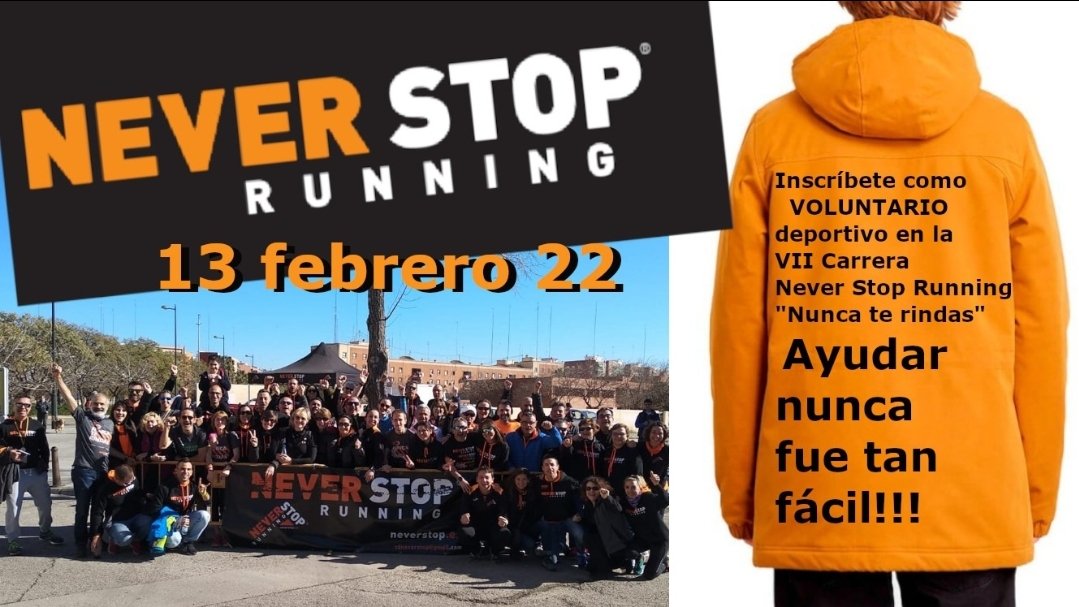cdneverstop's tweet image. 💥Participa como VOLUNTARIO en la VII Carrera Never Stop Running.
Vive la experiencia del voluntariado  y siente la satisfacción de apoyar una buena causa
 🎯 Te esperamos el 13 de FEBRERO!!! Apúntate ya!!!
forms.gle/Z22SByoPktEKJz…