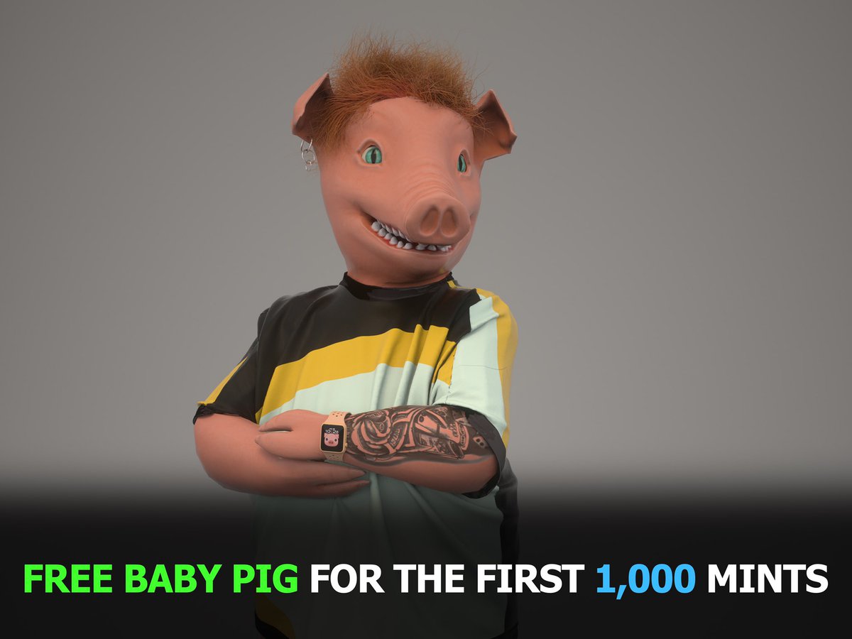 PicsPigs's tweet photo. FREE BABY PIG FOR THE FIRST 1000 MINTS
Jan 28,  6 PM EST

https://t.co/wJfqbt9IiU

https://t.co/nS043lSRjy
 
✅ 3D Pigs NFT Collection 
💥The first 1000 minted NFTs will be gifted a new NFT from the Future Collection - FREE BABY PIG, which will be available soon
#NFTs #nft https://t.co/Jbt9myDZIy