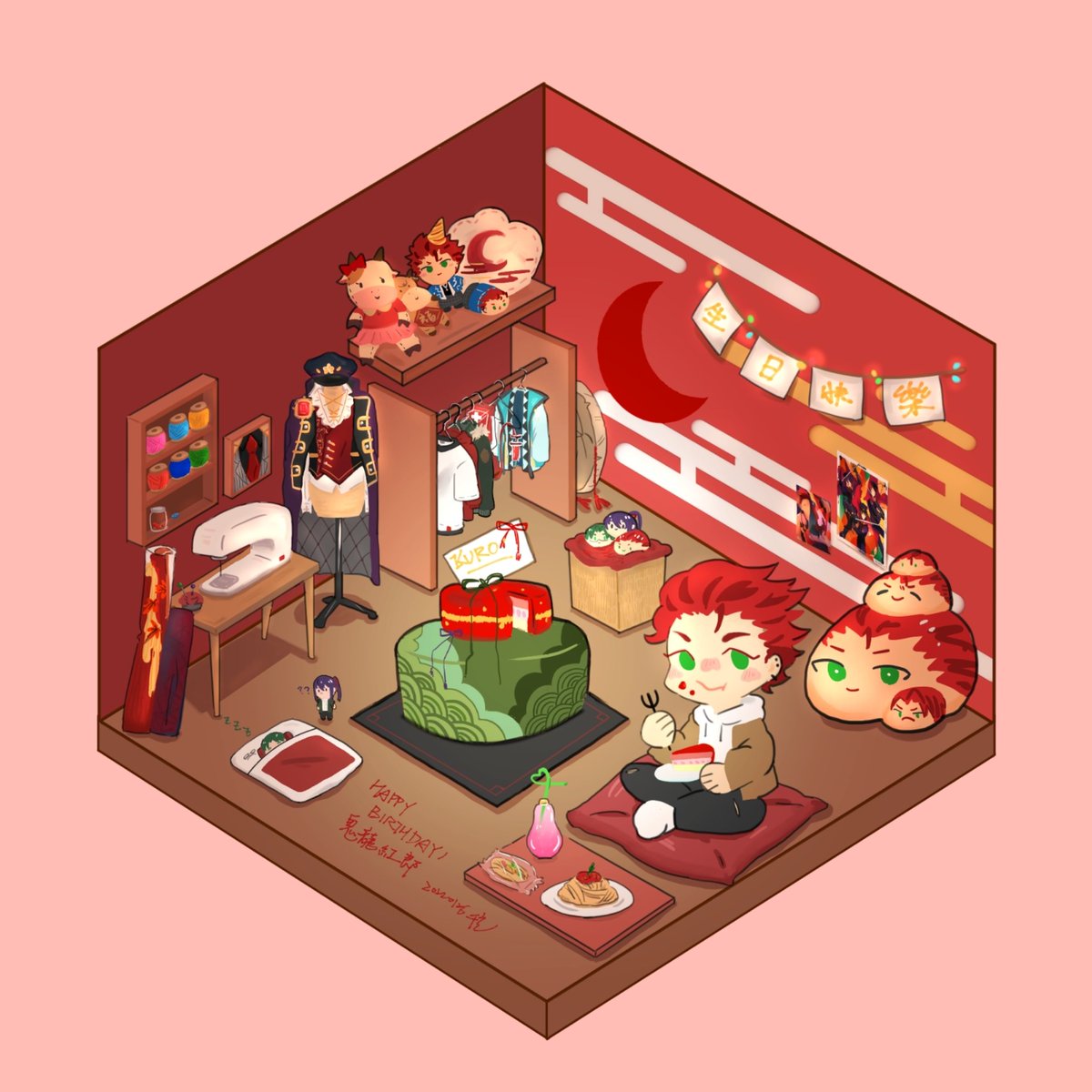 _1000000y's tweet photo. 雖然有點遲到了不過
鬼龍紅郎生日快樂✨🎉🥳
#あんさんぶるスターズ #鬼龍紅郎 #鬼龍紅郎誕生祭2022 https://t.co/5QT3tUbRfA