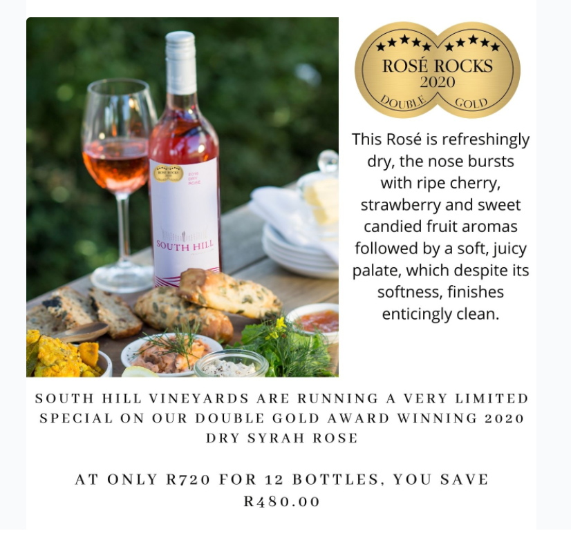 Boozy_Foodie's tweet photo. A fantastic offer from @SouthHillElgin! #RoseRocks
#DrinkSouthAfrican #SouthAfricanWines #SaveSAWines https://t.co/uQ2A2Ug0Na