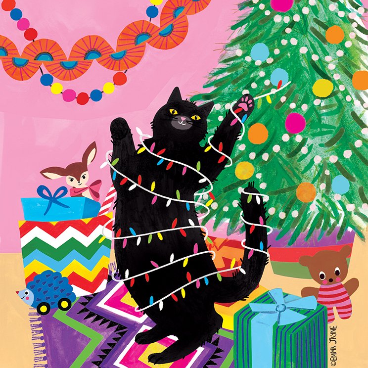 emma_j_designs's tweet photo. Can't believe it's Thursday already and this week is flying by! I'm still working on Christmas which I'm rather enjoying! Playful kitty at Christmas illustration 🐱🎄#christmas #greetingcarddesigner #illustrator #illustrationartists #ArtistOnTwitter #artillustration #kidlitart https://t.co/eTzEn6Ze5j