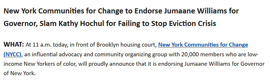emma_a_whitford's tweet photo. inbox: @nychange will endorse @JumaaneWilliams for gov. this morning outside of Brooklyn Housing Court. notable in context of ongoing good cause fight: https://t.co/R8yqWRWEyh