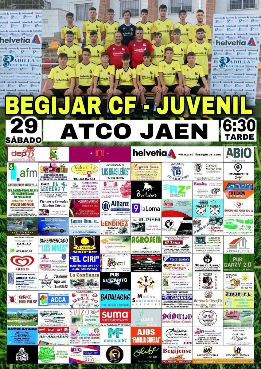 Begijar_CF_1975's tweet photo. CANTERA 

SE NOS VIENE UN PARTIDAZO 

🏆2ª ANDALUZA DE JUVENILES 
⚽️JORNADA 18
📆SÁBADO 29
⏰18:30 H.
🏟CAMPO MUNICIPAL BEGÍJAR 

@Begijar_CF_1975 - @atjaen 

💛🖤💛🖤

#CanteraBegijarCF https://t.co/QkgFz8bFzp