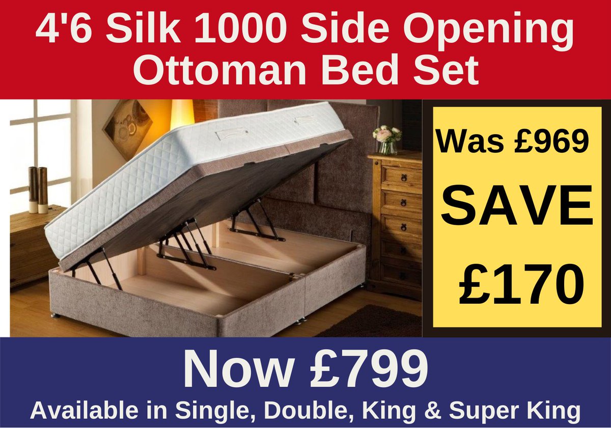 Leamingtonbeds's tweet photo. Ending January 31st ⌛️

Silk 1000 Side Lift Ottoman Set with Headboard.

- Soft/Medium tension mattress
- 1000 individual pocket springs
- Luxurious fillings including Wool &amp; Silk.
- Available in a wide variety of colours

Instore only - 01926 422404

#LoveLeam #WDYT https://t.co/pzmh6DxChc