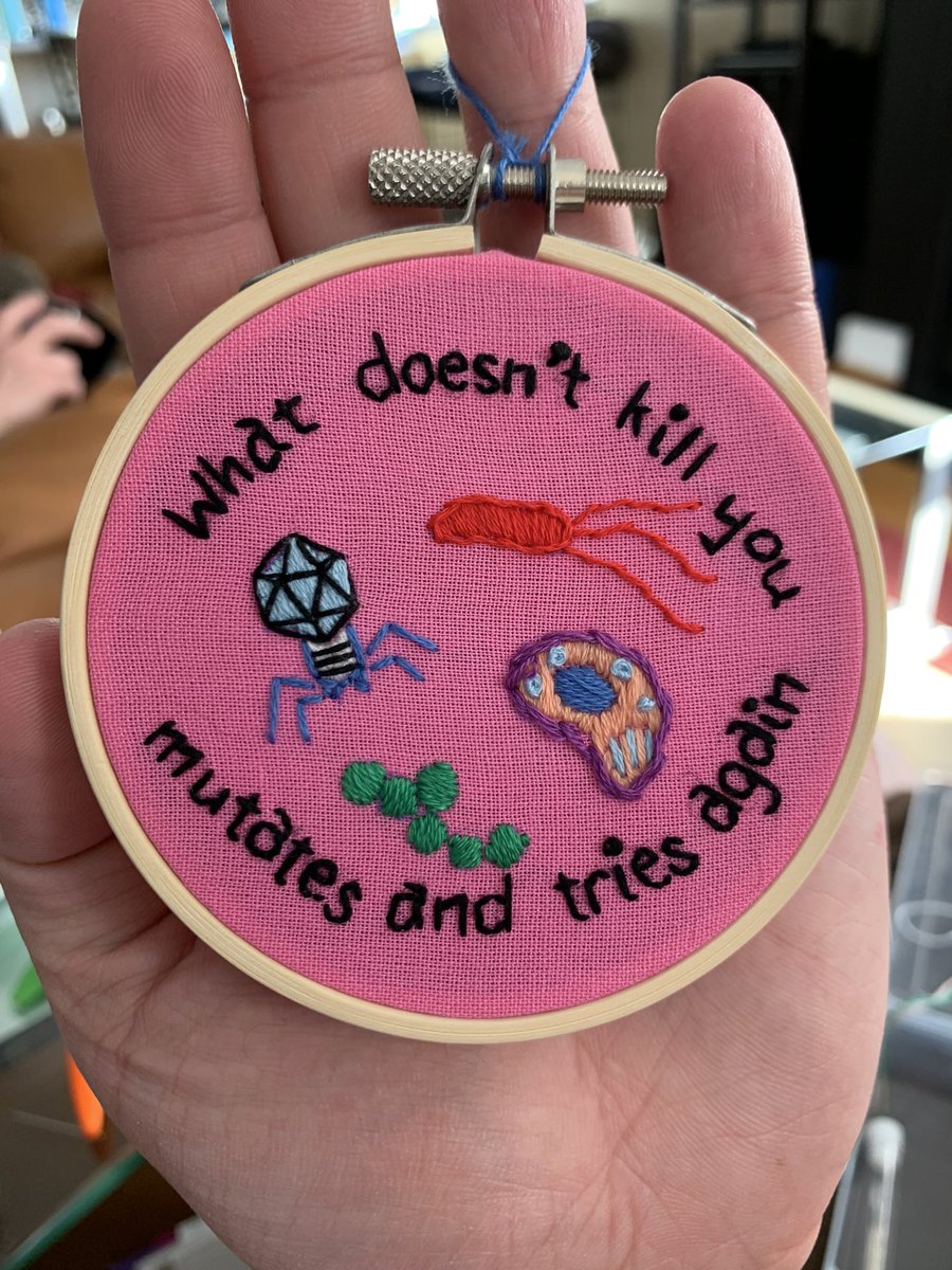 Glendon Wu (@rag1_rag2) on Twitter photo Been embroidering a bunch and now I’m moving into science themed projects! I made sure to include <a href="/KingOfPathogens/">ChrisHunter</a> favorite critter… Been embroidering a bunch and now I’m moving into science themed projects! I made sure to include <a href="/KingOfPathogens/">ChrisHunter</a> favorite critter…