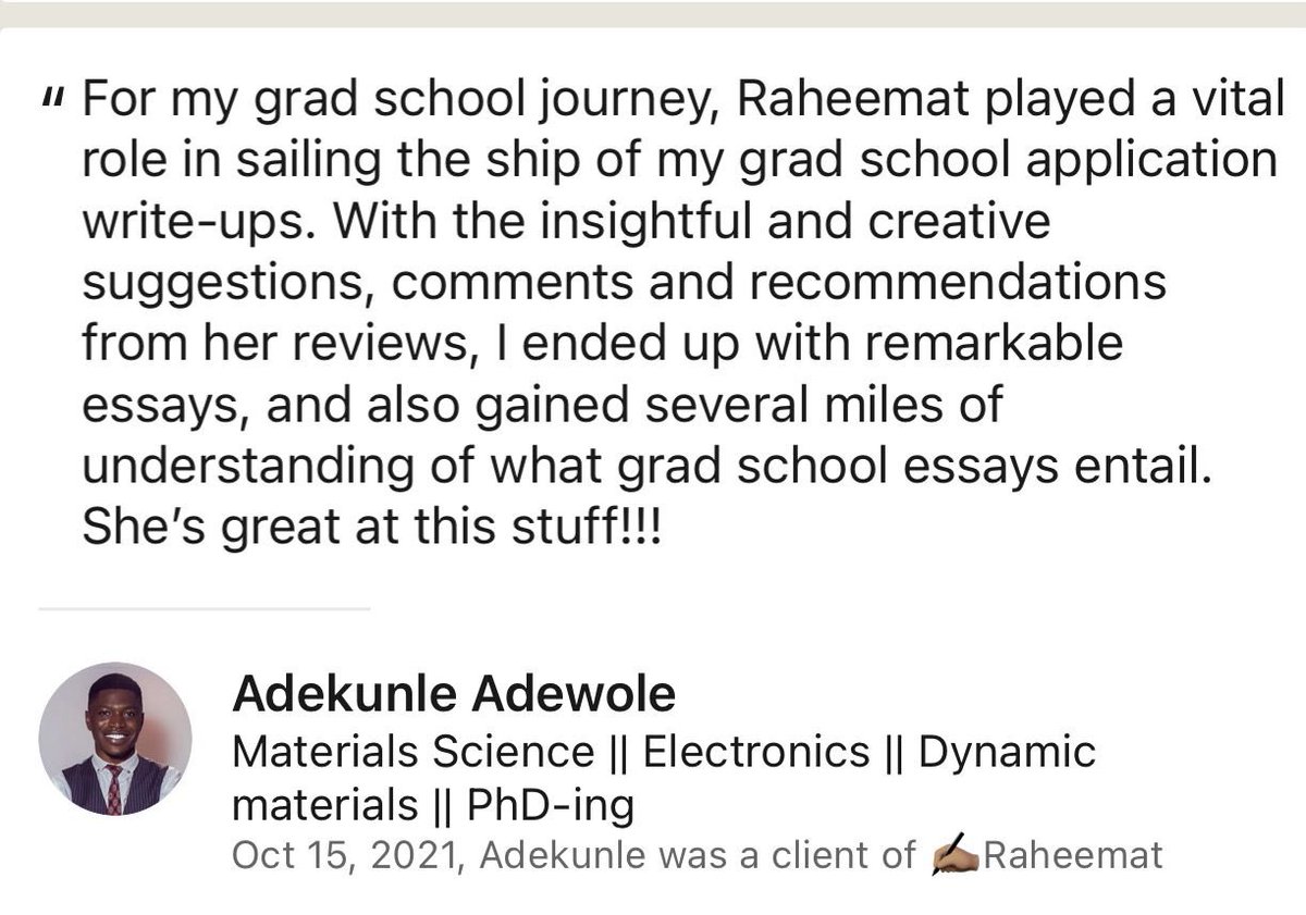 Grad_School_Hub's tweet image. Some of the testimonials from the previous cohort. Registration for The Graduate School Hub mentorship program (Cohort 4) is on. Send a LinkedIn message or email (details in the bio)