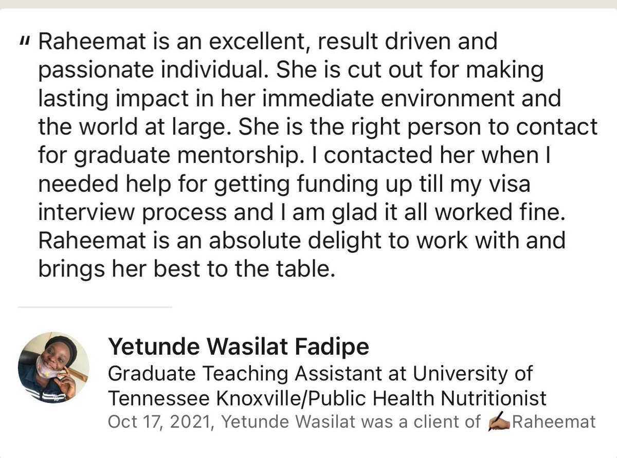 Grad_School_Hub's tweet image. Some of the testimonials from the previous cohort. Registration for The Graduate School Hub mentorship program (Cohort 4) is on. Send a LinkedIn message or email (details in the bio)