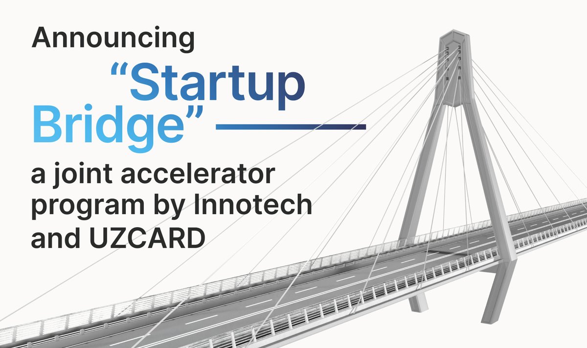 InnotechCompany's tweet photo. Announcing «Startup Bridge», a new joint program with @UZCARD.

The program is aimed at finding projects with the biggest potential in #Uzbekistan and offering them full launch support on the Russian market.

➡ https://t.co/1g9wLsk3gn https://t.co/9CGX0dOjky