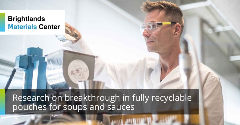 We are leading research on a breakthrough in fully recyclable pouches for soups and sauces. Read our press release about the recycling of food-safe packaging ➡ bit.ly/3fZxZWM 
#circular #packaging #recyclable #PET #PP #research #brightlandsmaterialscenter