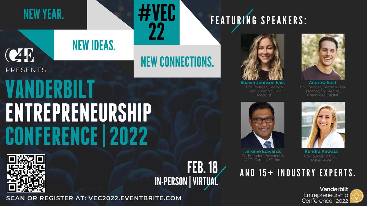 vanderbiltc4e's tweet photo. Join the C4E for the Vanderbilt Entrepreneurship Conference, both in-person & virtually, as we bring alumni, students, entrepreneurs, and investors together for a day focused on the challenges and rewards of business creation & growth #VEC22
Register now: https://t.co/1G0TFT9wew https://t.co/MlF7tKJo3b