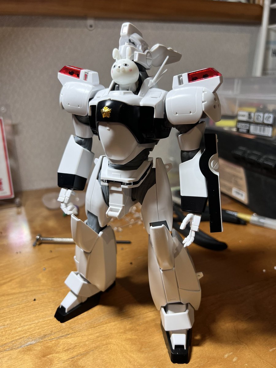 kantamu1931's tweet photo. よっしゃ！やっとできた〜仮組み！めっちゃ時間かかってるけど今週でまた自分の家戻るからな。完成はさせておきたかった！…ん？(´・ω・｀)
 
《隠れうさぎを探せ！》

#INGRAM1
＃パトレイバー
#MG https://t.co/oaTg5JUOg9