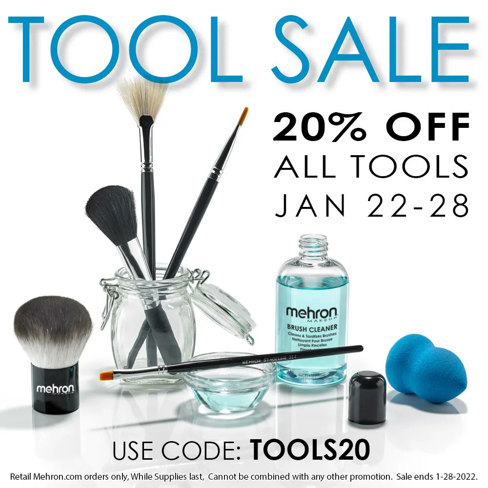 mehronmakeup's tweet photo. Tomorrow is the last day to save 20% on our pro brushes, sponges, and more!
Shop today https://t.co/JZAWCXt8Ja

#brushsale #toolssale #spongesale #bodypaint #sfxmakeup #promakeup #mehronmakeup https://t.co/QrQaV0YCbZ