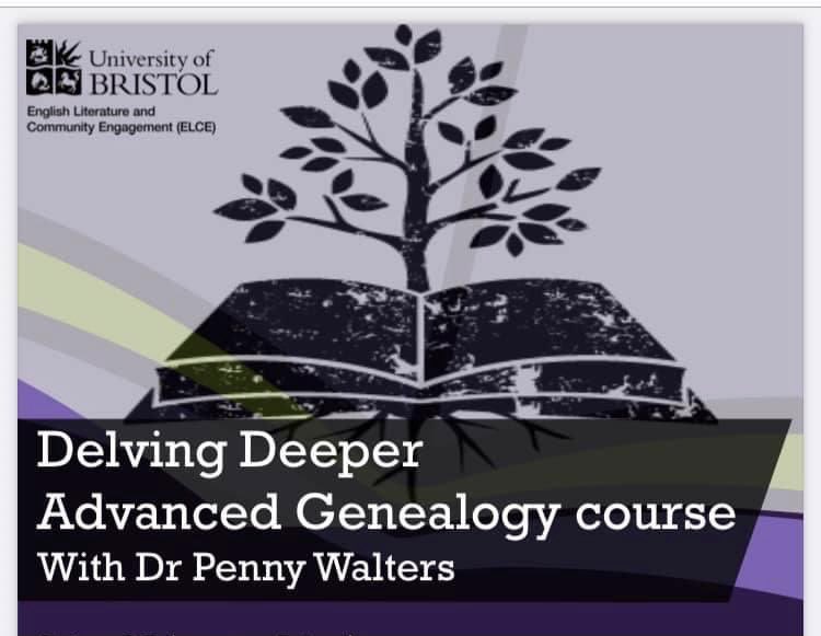 I will be running an advanced new genealogy module for #UniversityofBristol - 'Delving Deeper.' It will run online on Tuesdays 6-8pm GMT from 1 March, 2022. Book asap here: bristol.ac.uk/english/study/…