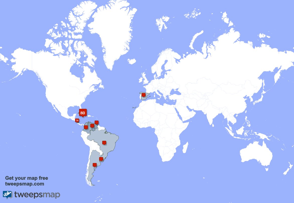 I have 2 new followers from Cuba last week. See tweepsmap.com/!DeGuinia