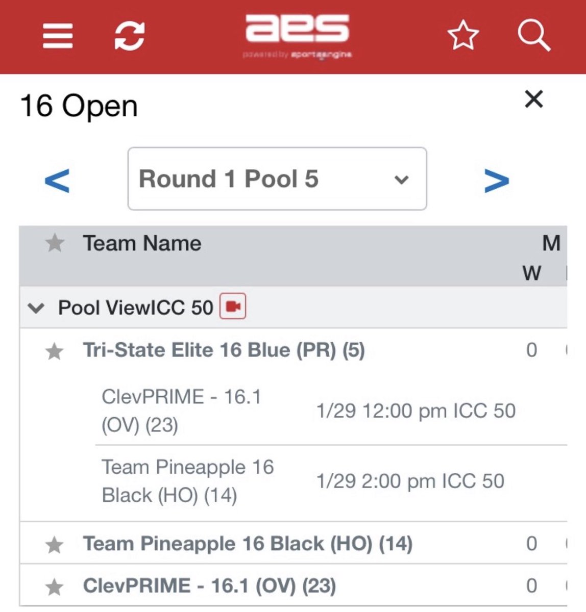 Here is my schedule for round 1 of Central Zone Invitational this weekend! Can’t wait!