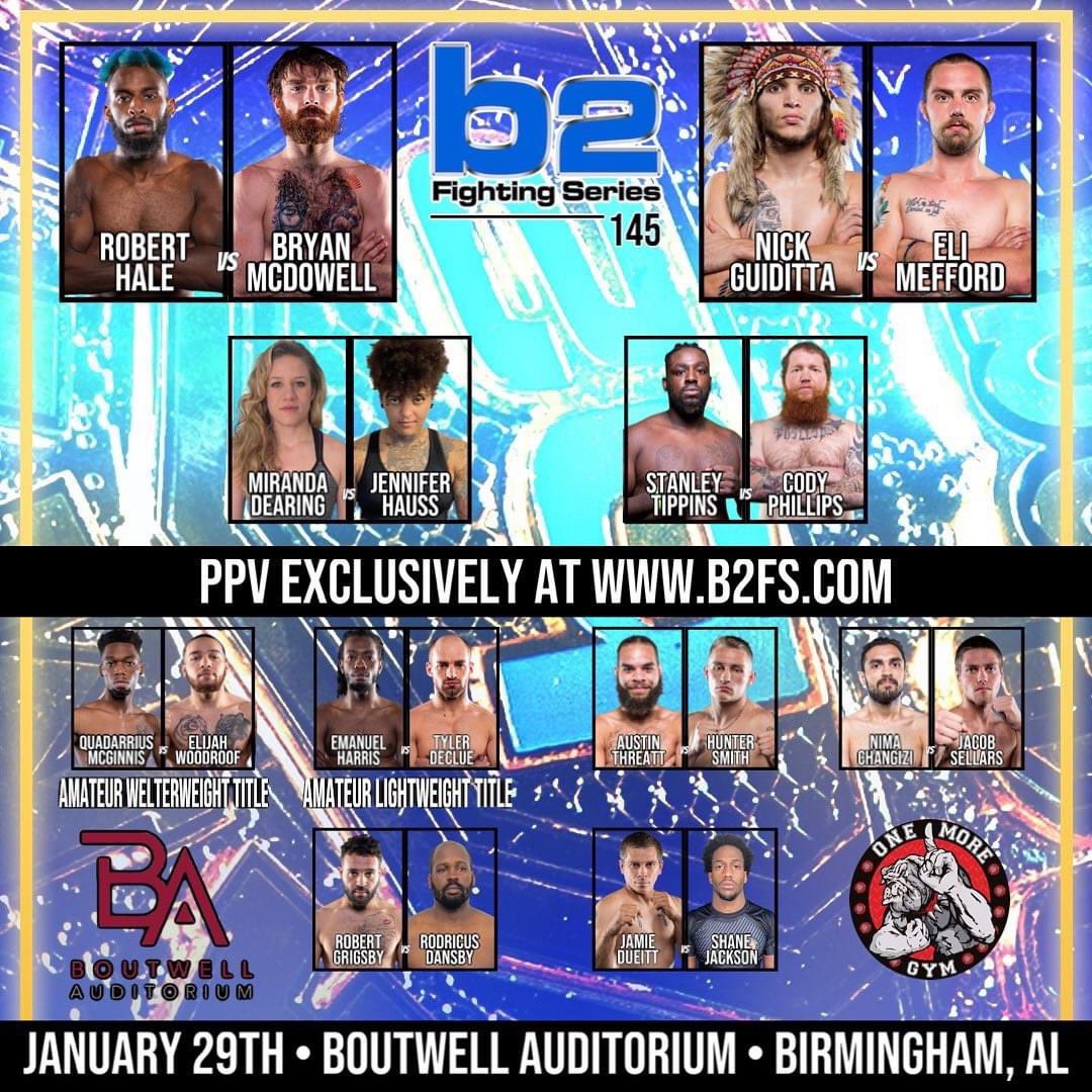 “B2Digital’s B2 Fighting Series Heads to Birmingham this Saturday for a Thrilling Night of MMA Action at B2FS 145” $BTDG rolls into the Boutwell Auditorium for another massive #MMA Arena event!
See todays press here:
tinyurl.com/BTDG-B2FS145