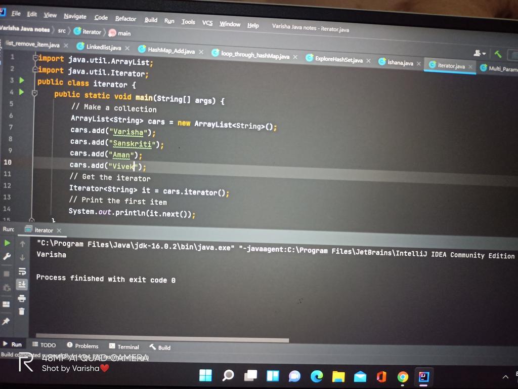 Varisha_Fathan's tweet photo. Day 42: #100DaysOfCode
Hello 👋 coders ✨.
Today I was learning about iterator in Java. I will not go in deep but an interesting point I will tell you that iterator is the technical term for looping that's the reason why it is called iterator.😁
#java #dev #challenge #coding https://t.co/IVPnystAmI
