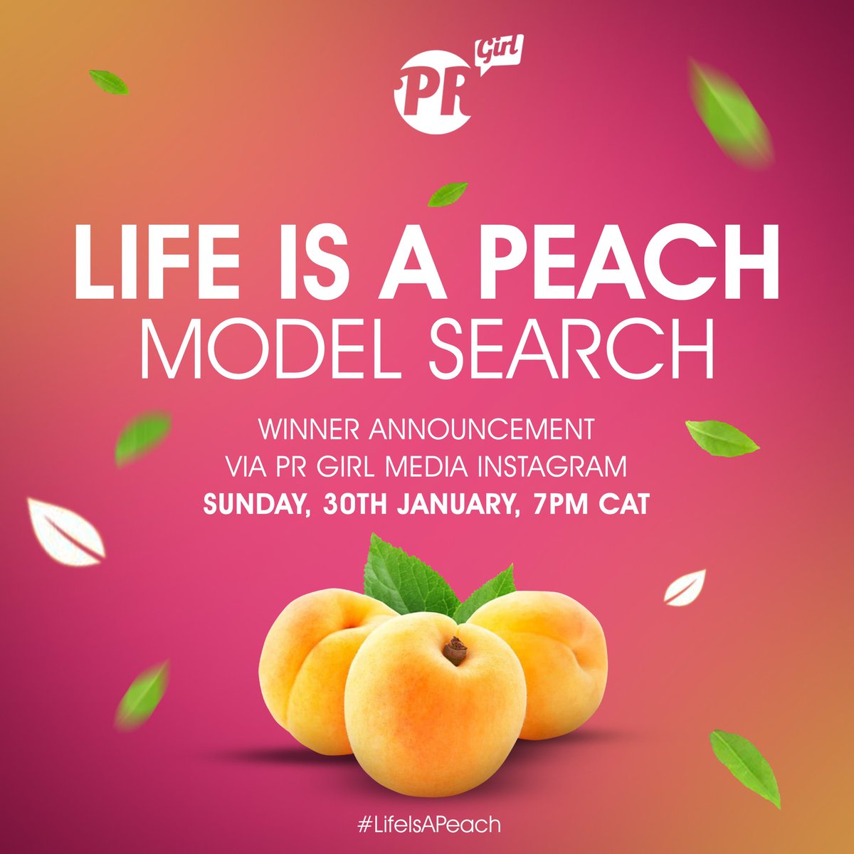 PRGirlMedia's tweet photo. We will announce the winners of the #LifeIsAPeach Model Search on Sunday.
Follow us on Instagram via @prgirlmedia to find out who got a spot in our next advert! πππ
#PRgirl2022 #PRgirlMedia #LifeIsAPeach #HealthPR #LifestylePR #CorporatePR #Lusaka #Zambia https://t.co/WCHblmXgKu