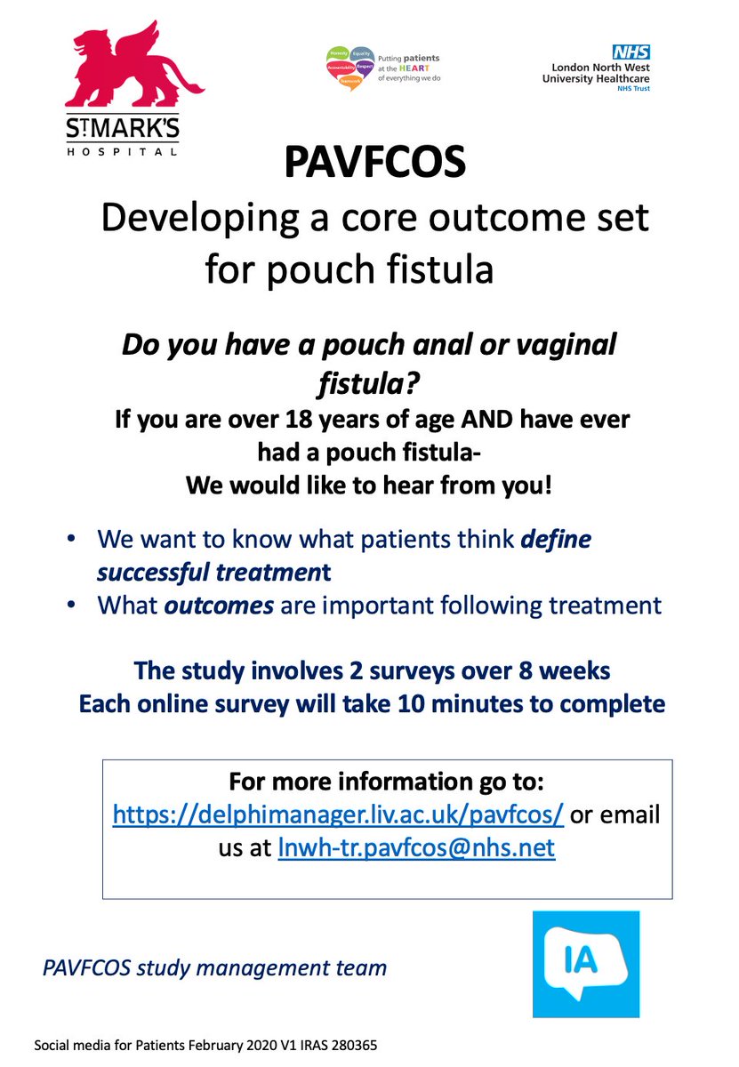 First round of PAVFCOS delphi study is live! Please register at delphimanager.liv.ac.uk/pavfcos/Delphi <a href="/StMarksHospital/">St Mark's Hospital</a> <a href="/PouchRed/">RedLionPouchSupport</a> <a href="/IA_PouchGroup/">IA Pouch Group</a> <a href="/CrohnsColitisFn/">Crohn's & Colitis Foundation</a> <a href="/philtozer1/">Phil Tozer</a> <a href="/SueClark16/">Sue Clark</a>  <a href="/nusiqbal/">Nusrat Iqbal</a> <a href="/CharleneTB84/">Charlene Sackitey</a>
