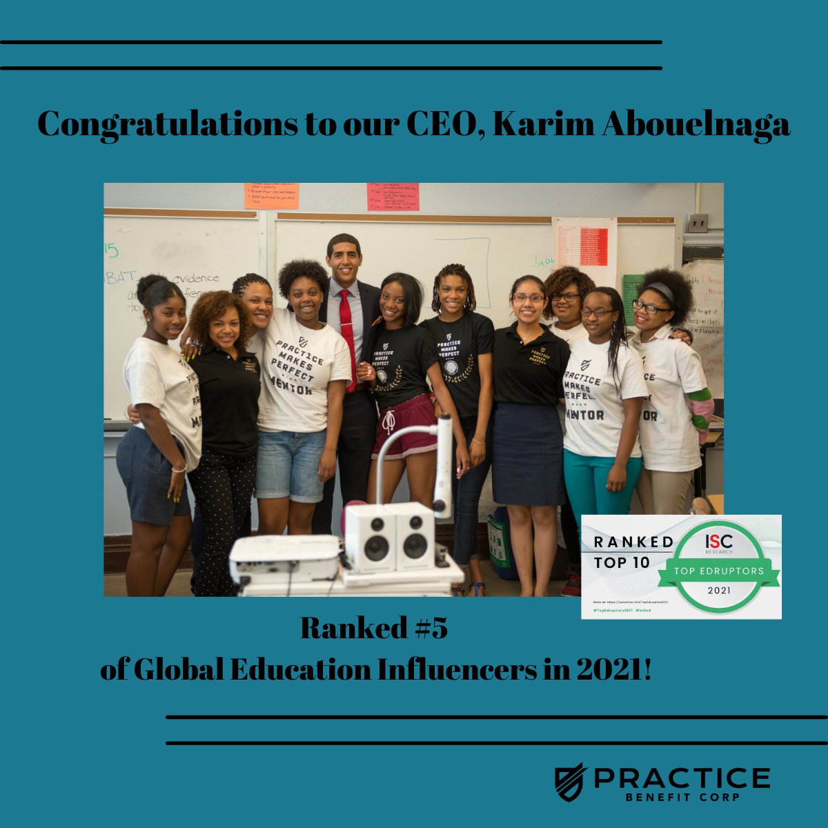 PRACTICE_PBC's tweet photo. Congratulations to our CEO, Karim Abouelnaga on being ranked #5 in a survey of Global Education Influencers in 2021!
ISC chooses these education influencers, โEdruptorsโ, based on their followings and the impact they have demonstrated in affecting change for educators. https://t.co/y6fMlvdqnV